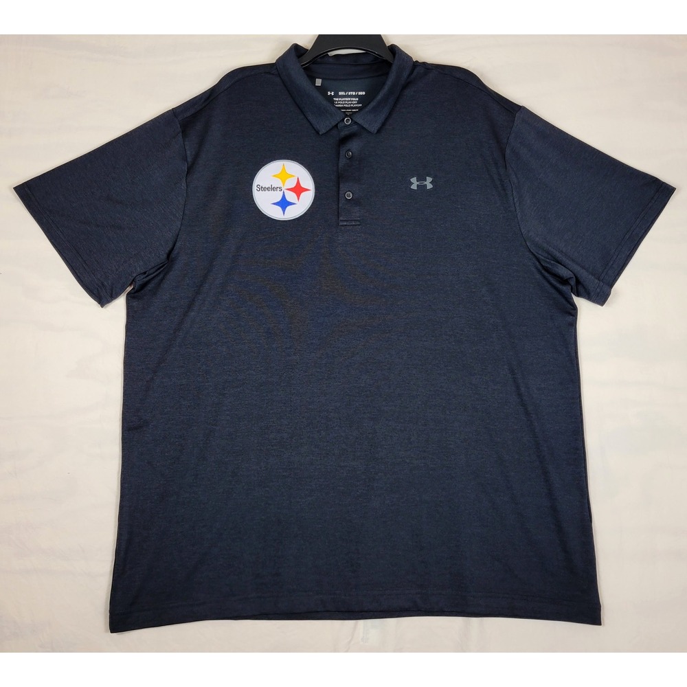Under Armour Playoff Polo Pittsburgh Steelers Mens 3XL Heathered Black HeatGear